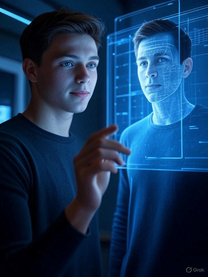 Digital artist creating realistic AI avatar for brand marketing and video production