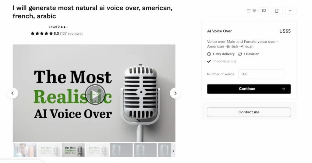 Fast AI voiceover service for explainer videos on Fiverr
